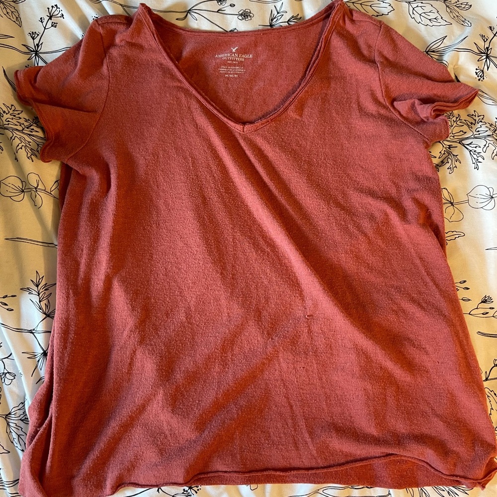 American Eagle Outfitters Orange Pink Relaxed Short Sleeve Tee